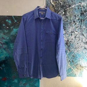 Express Men's Blue and White Shirt
